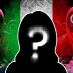 Squid Game, bandiera Italia, sagoma femminile e interrogativo